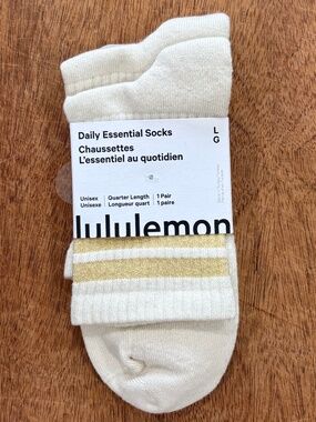 Lululemon daily essential socks quarter length Light ivory/gold